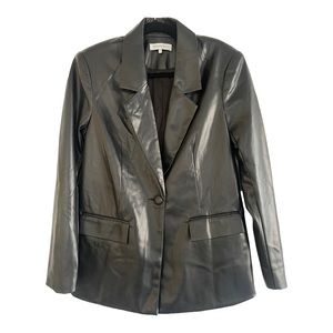 We Wore What Oversized Black Faux Leather Jacket Blazer NWOT Size XS